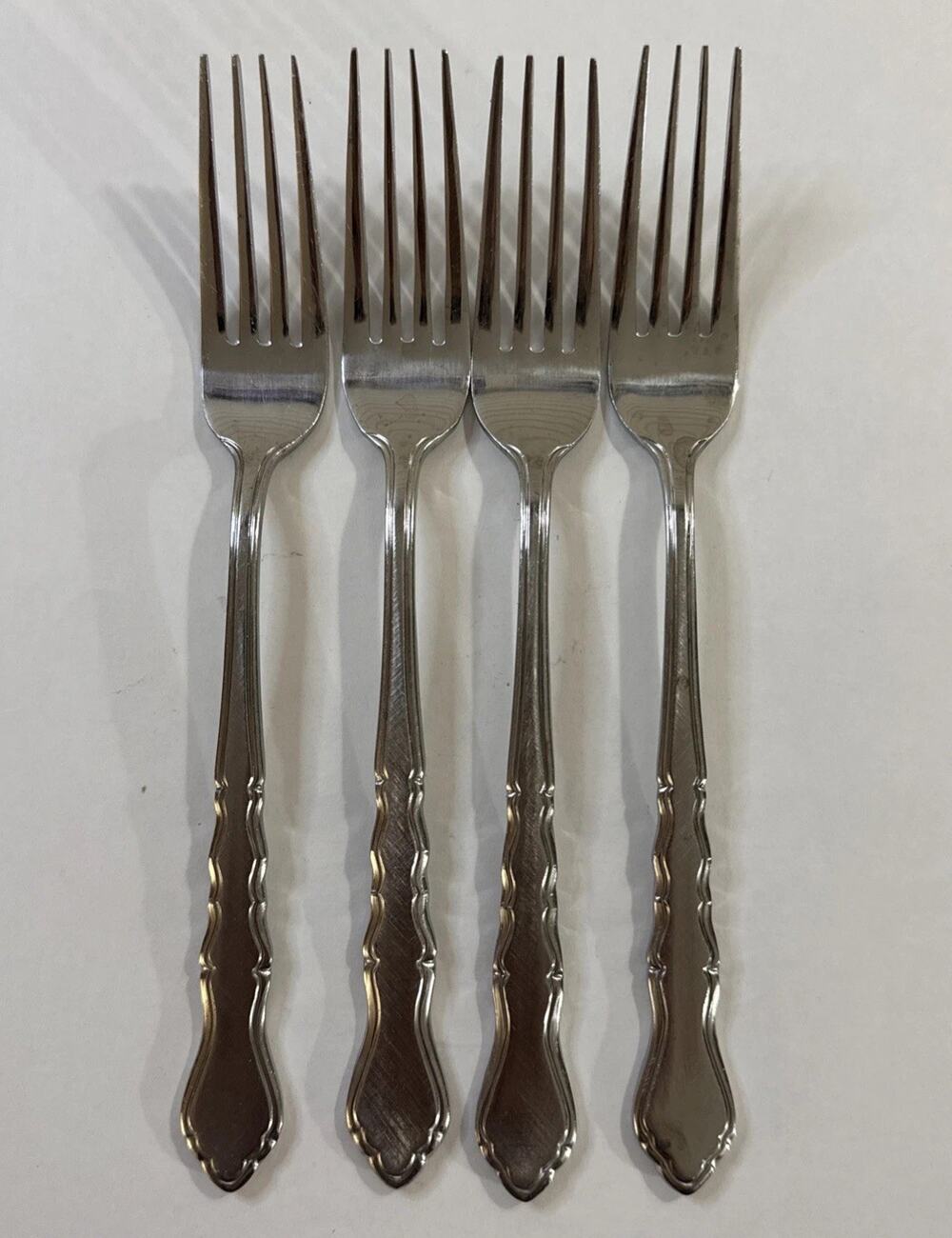 Lot of 4 Vintage MCM Estia ESI14 7.5” Stainless Steel Dinner Forks